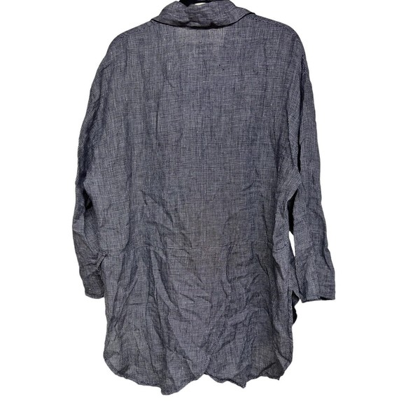 Flax By Jeanne Engelhart Button Front Linen Top Black/White Women’s Size Small - Picture 2 of 11